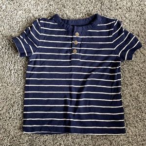 Old Navy Boys Navy and White Stripped Short Sleeve